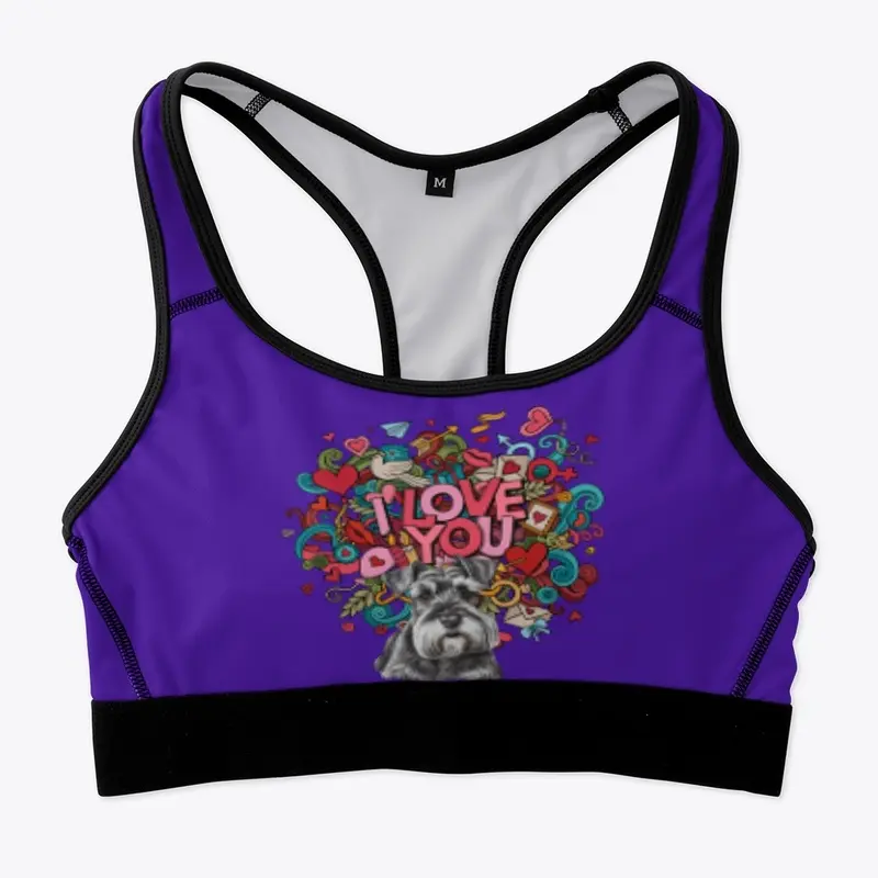 I love You Schnauzer Sports Bra